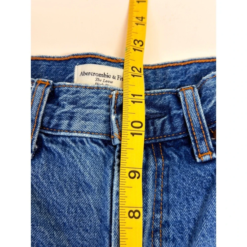 Abercrombie & Fitch The Loose High Rise Women 27/4R Blue Good Raw Hem Distressed
